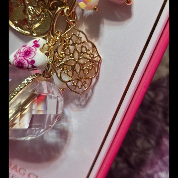 Gold and Pink Heart Handbag Charm - Picture 3 of 5
